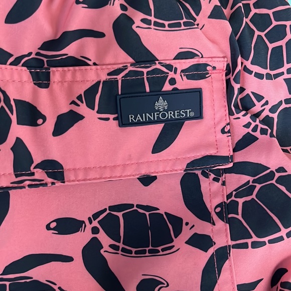 RAINFOREST Mens Lined Swim Trunks Turtle Print In Flamingo Pink Size XL NWOT - Picture 6 of 8